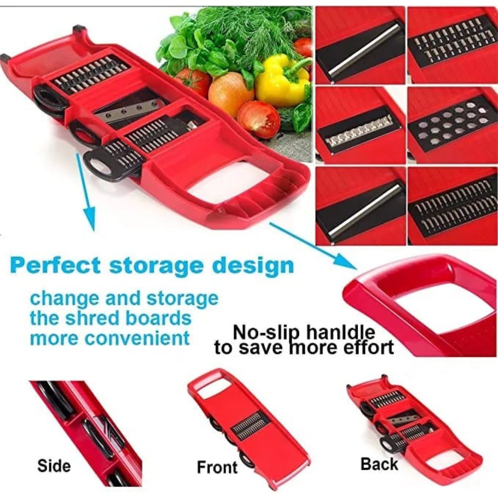 Vegetable Chopper Mandoline Slicer 10 in 1 Mandoline Slicer Cutter and Grater with Hand Protector, Interchangeable Blades - for Cutting Onions, Potatoes, Carrots and Other Fruits