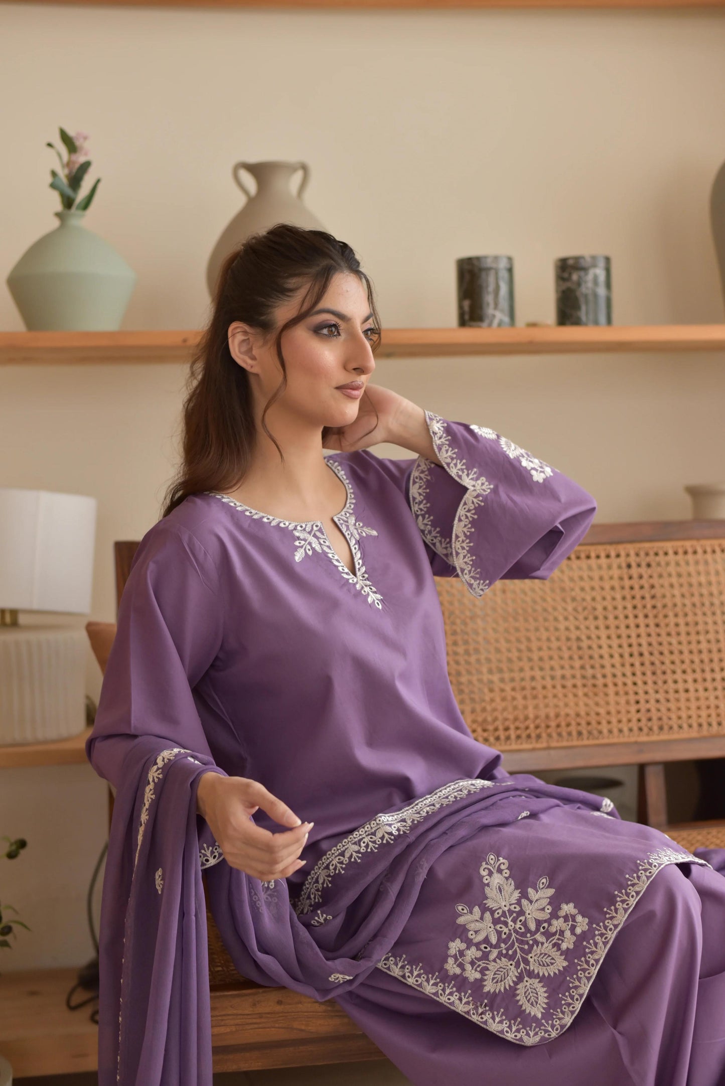 Luxe Chikankari Embroidered Airjet Lawn 3-Piece Suit With Bamber Chiffon Dupatta