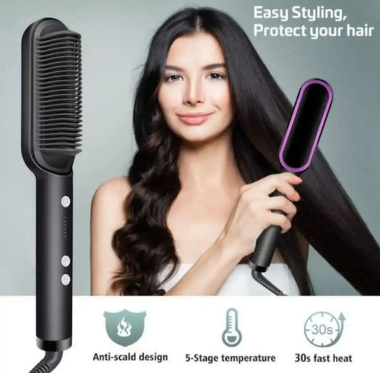 2-in-1 Straightener + Curler Brush 💚