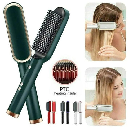 2-in-1 Straightener + Curler Brush 💚